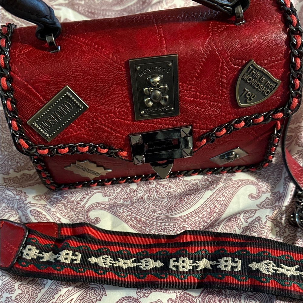 NWOTS Moschino Red Mini Bag with Black Accents​ - Picture 2 of 7